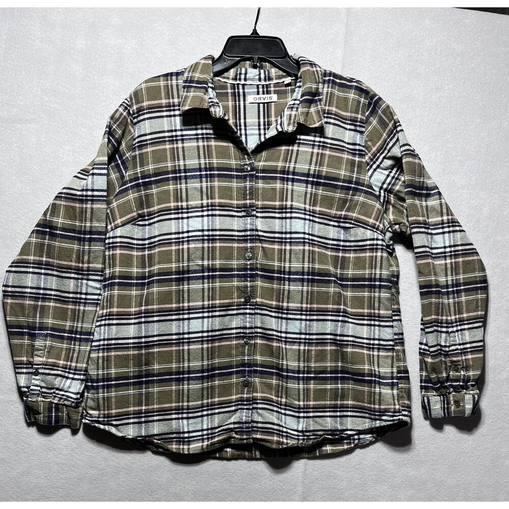 Orvis women’s long sleeve plaid flannel shirt in size XL